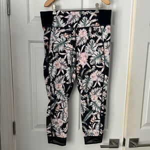 New Balance Kids Floral Leggings - Black, Pink, Green